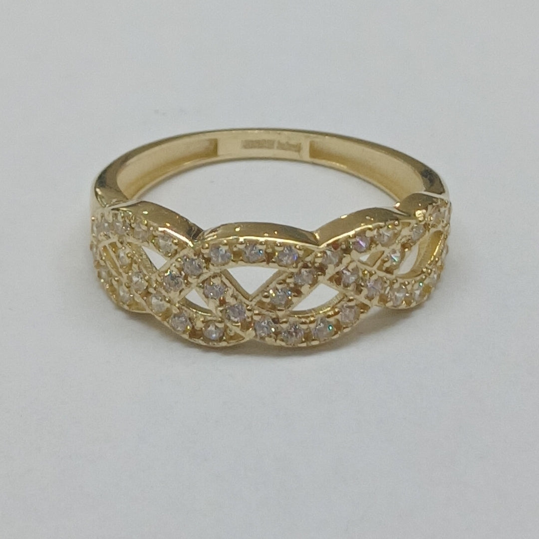 ANILLOS TRENZADO CON CIRCONIAS 14K TALLA 7 2.3 GR (NUEVO)