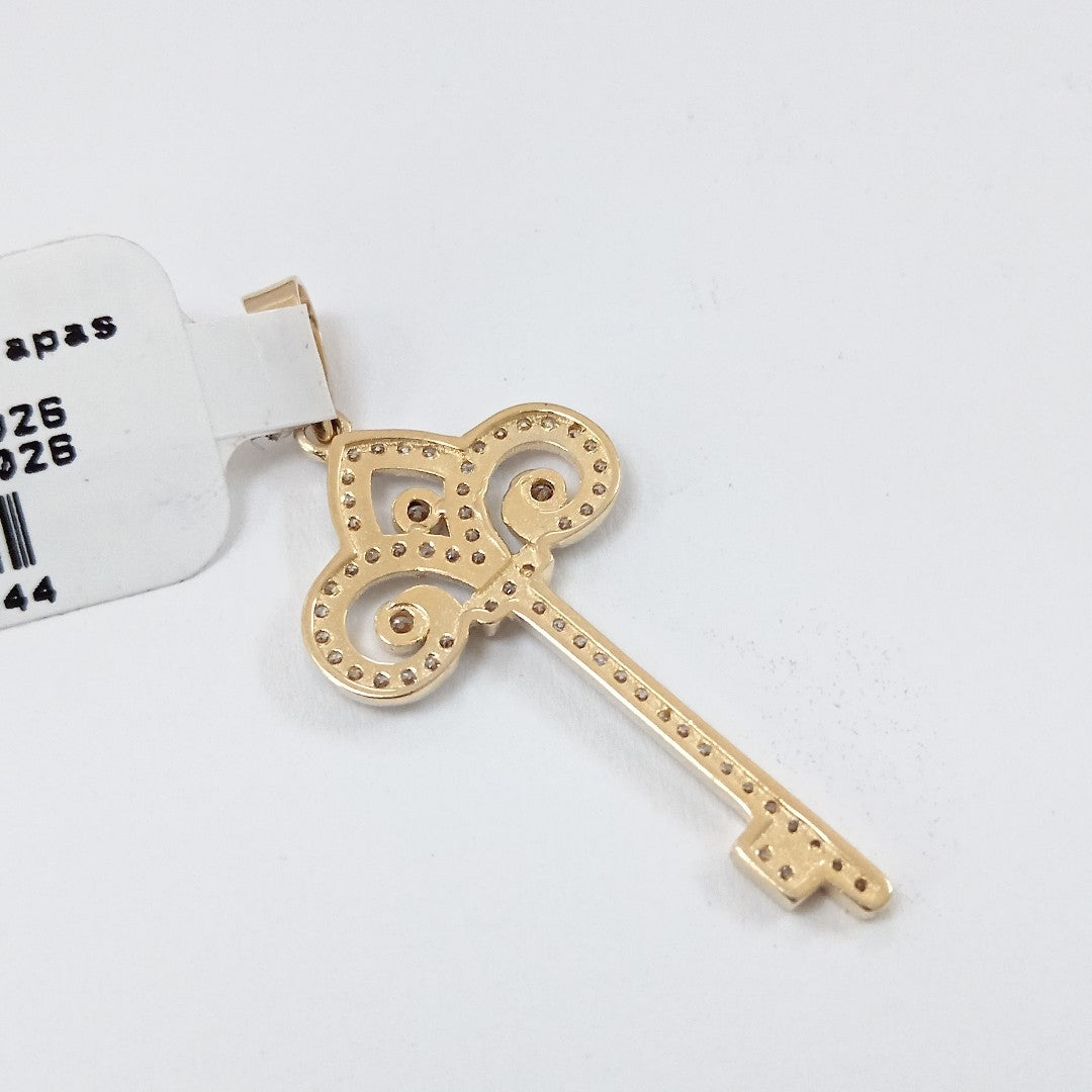 DIJE LLAVE C CIRCONIAS 14K 1.6 GR (NUEVO)
