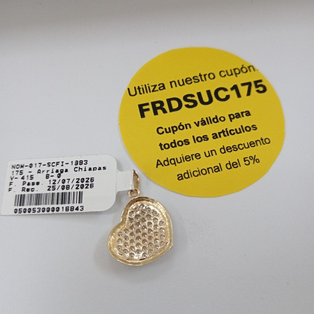 DIJE CORAZON CON CIRCONIAS 14K 1.8 GR (NUEVO)
