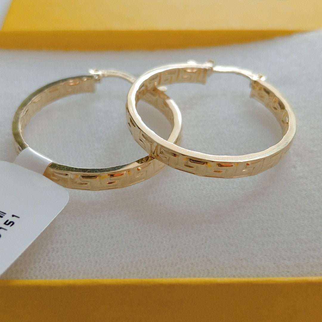 ARETES TEJIDO ARRACADA CON GRECAS 14K 2.7 GR (NUEVO)