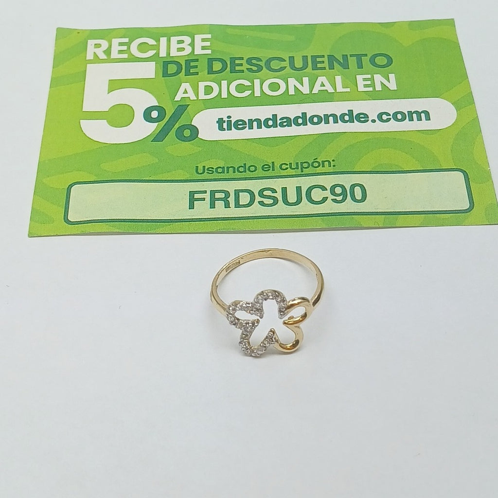 ANILLOS FIG FLOR C CIRCONIAS 14K TALLA 8 1.6 GR (NUEVO)