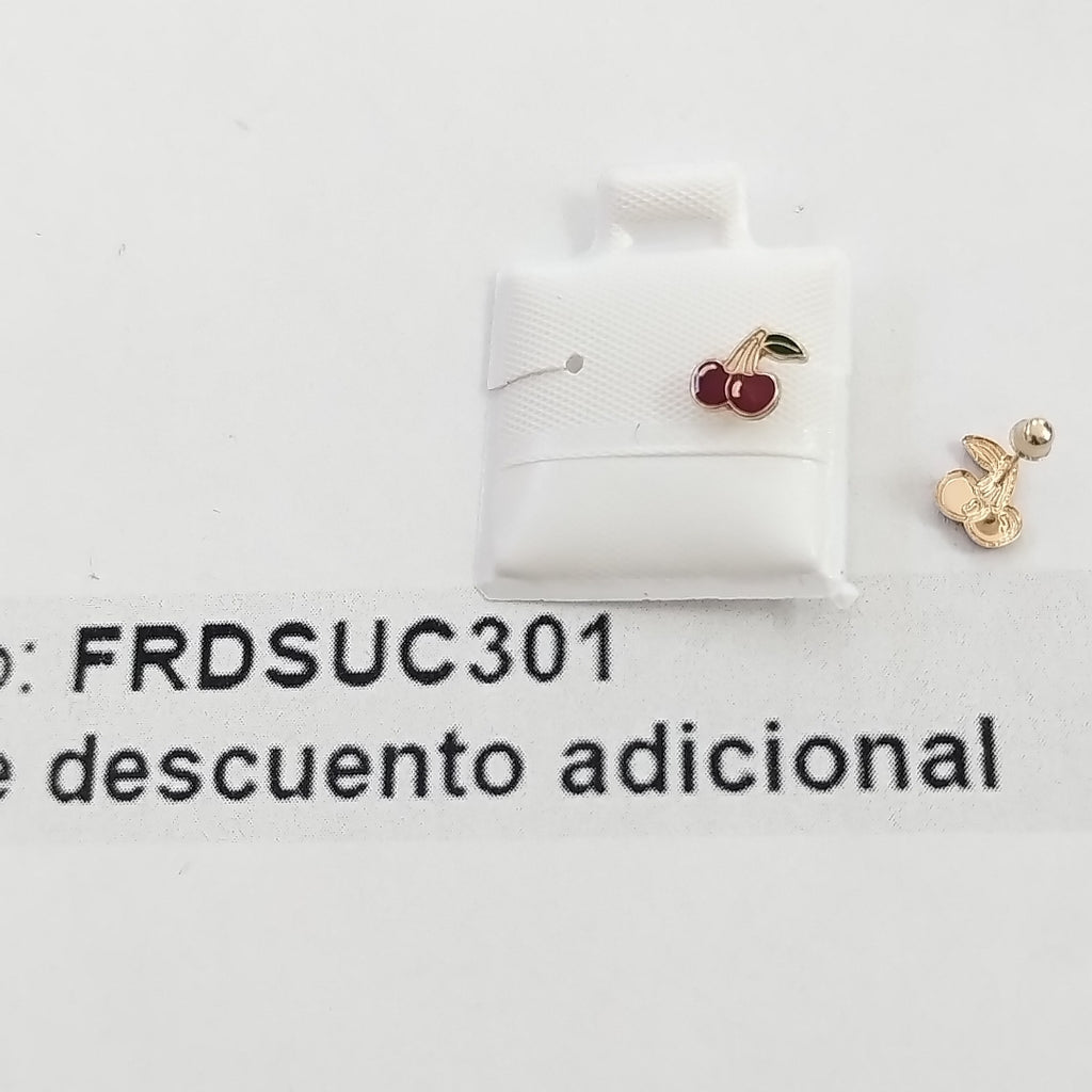 BROQUELES BROQUE FIG CEREZA C ESMALTE 14K 0.2203 GR (NUEVO)
