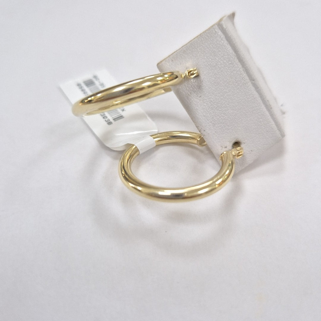 ARETES TEJIDO ARRACADAS LISAS HUECAS 14K 2.1 GR (NUEVO)