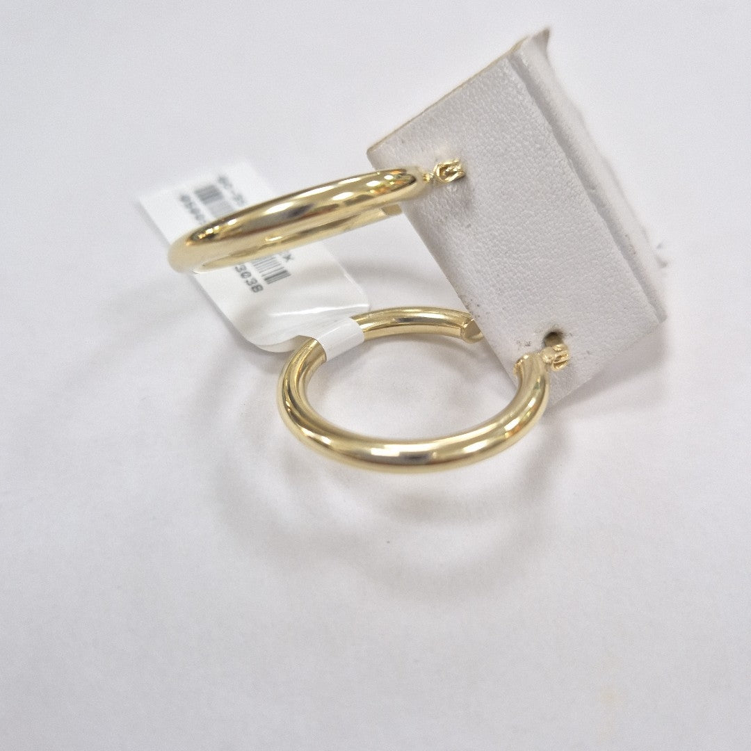 ARETES TEJIDO ARRACADAS LISAS HUECAS 14K 2.1 GR (NUEVO)