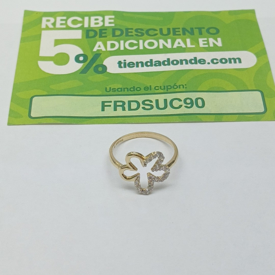 ANILLOS FIGURA FLOR CON CIRCONIA 14K TALLA 7 1.6 GR (NUEVO)