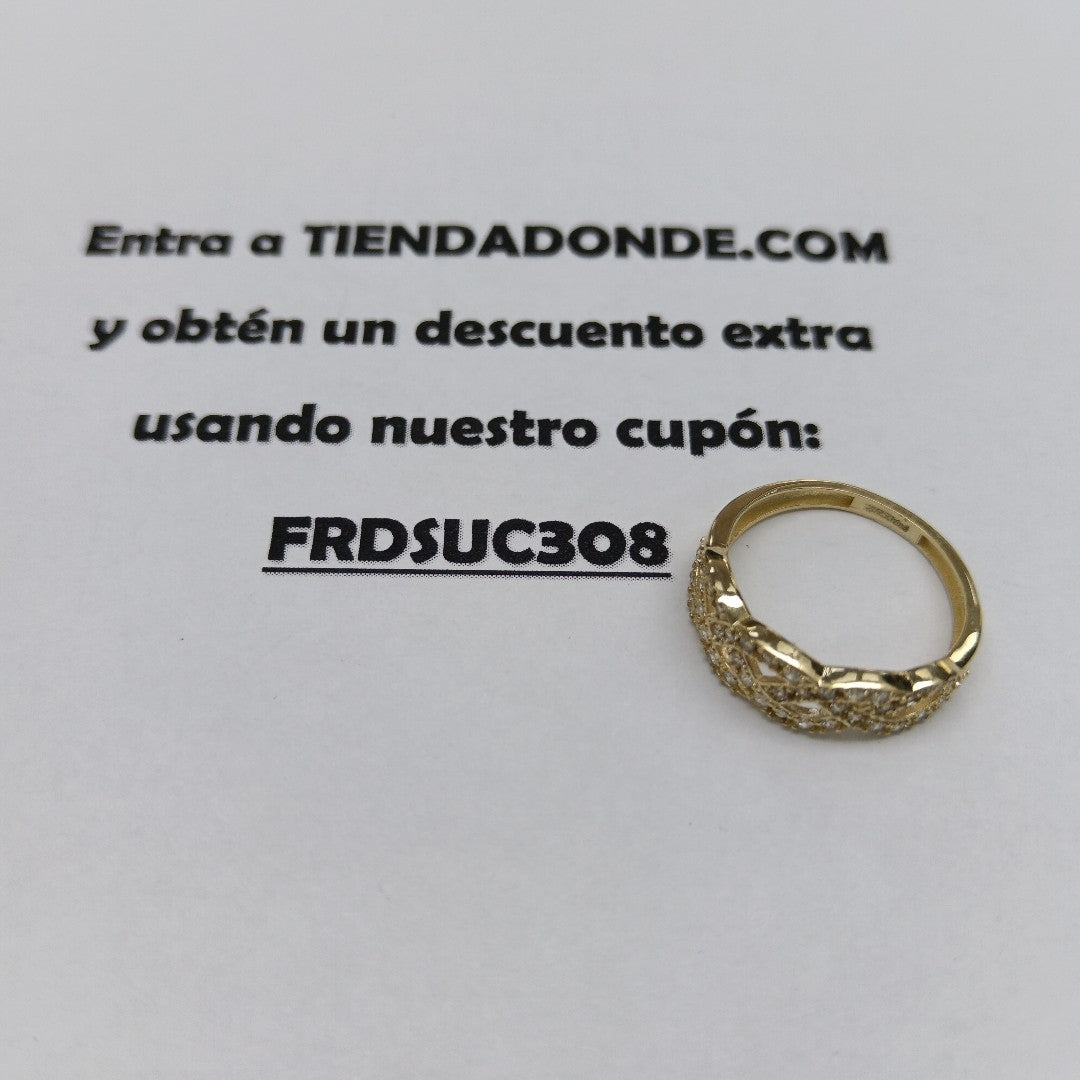ANILLOS TRENZADO CON CIRCONIAS 14K TALLA 7 2.4 GR (NUEVO)