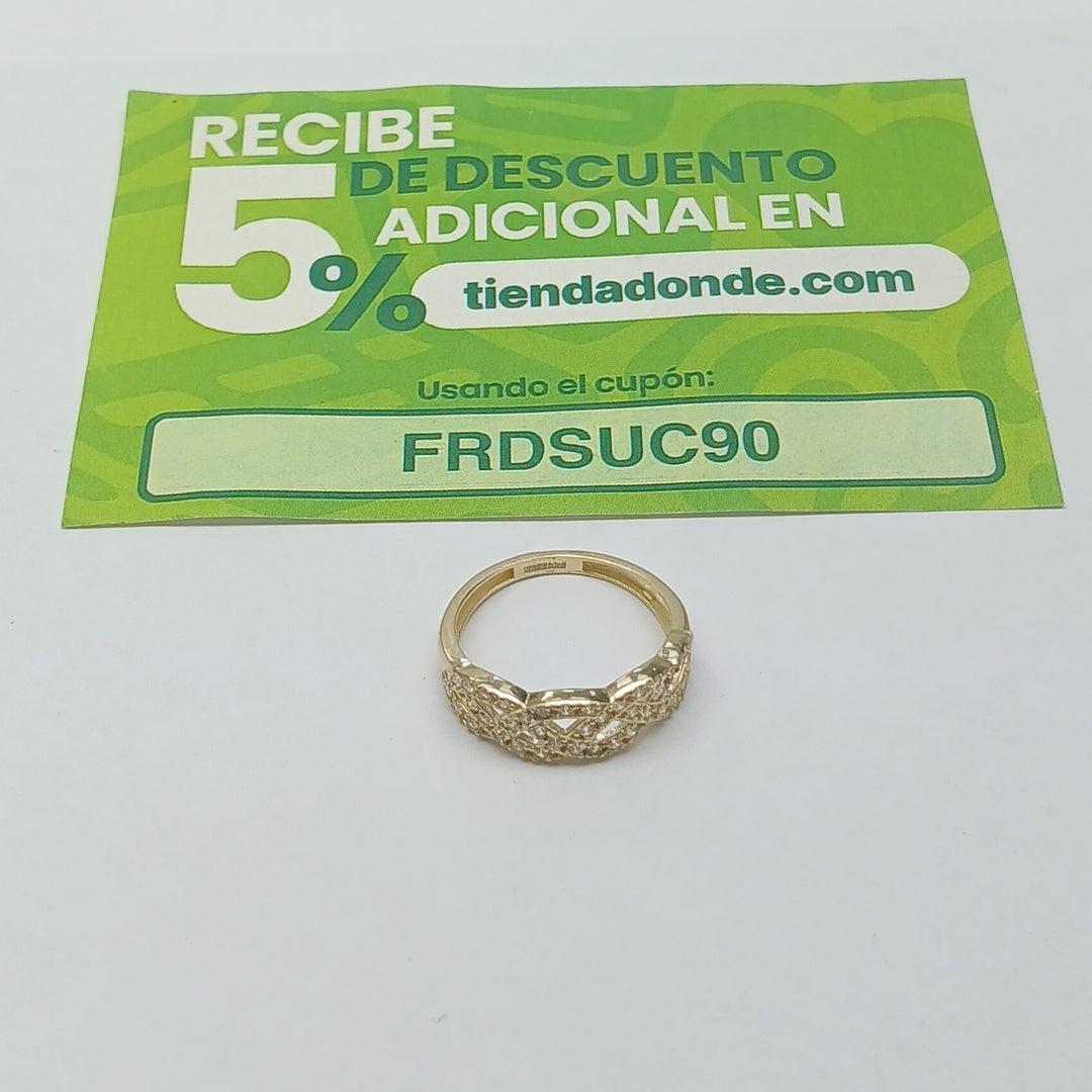 ANILLOS TRENZADO CON CIRCONIAS 14K TALLA 7 2.4 GR (NUEVO)