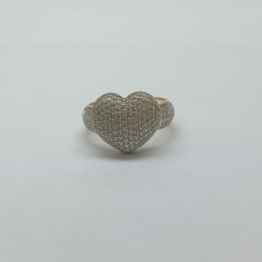 ANILLO ANILLITO CORAZON C CIRCONIAS 14K 7 TALLA 4.8 GR (NUEVO)