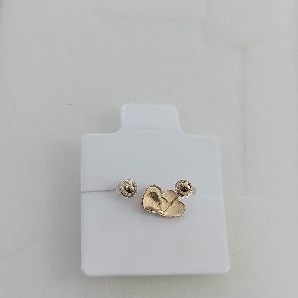 BROQUELES BROQUEL CORAZON DOBLE 14K 0.2171 GR (NUEVO)
