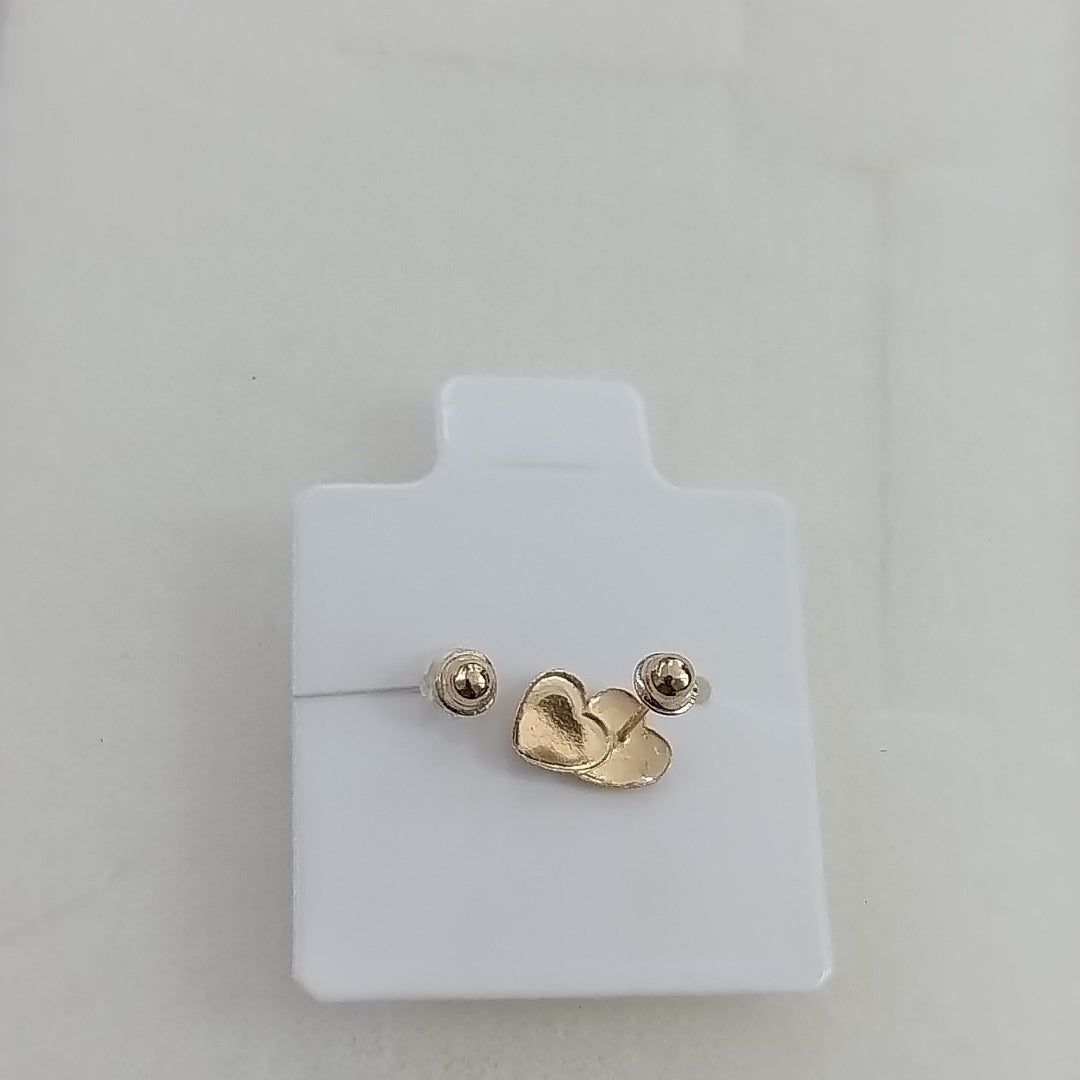 BROQUELES BROQUEL CORAZON DOBLE 14K 0.2171 GR (NUEVO)