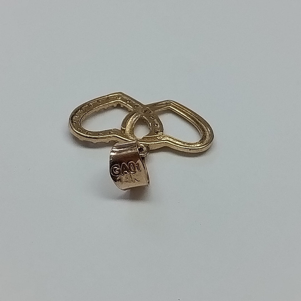 DIJE DOS CORAZONES UNIDOS C CIRCONIAS 14K 0.8 GR (NUEVO)