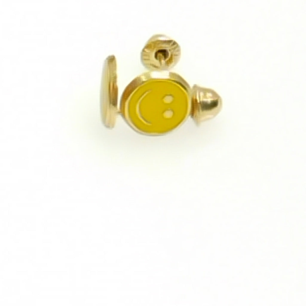 BROQUELES BROQUEL FIG SONRISA ESMALTE AMARILLO 14K 0.2074 GR (NUEVO)