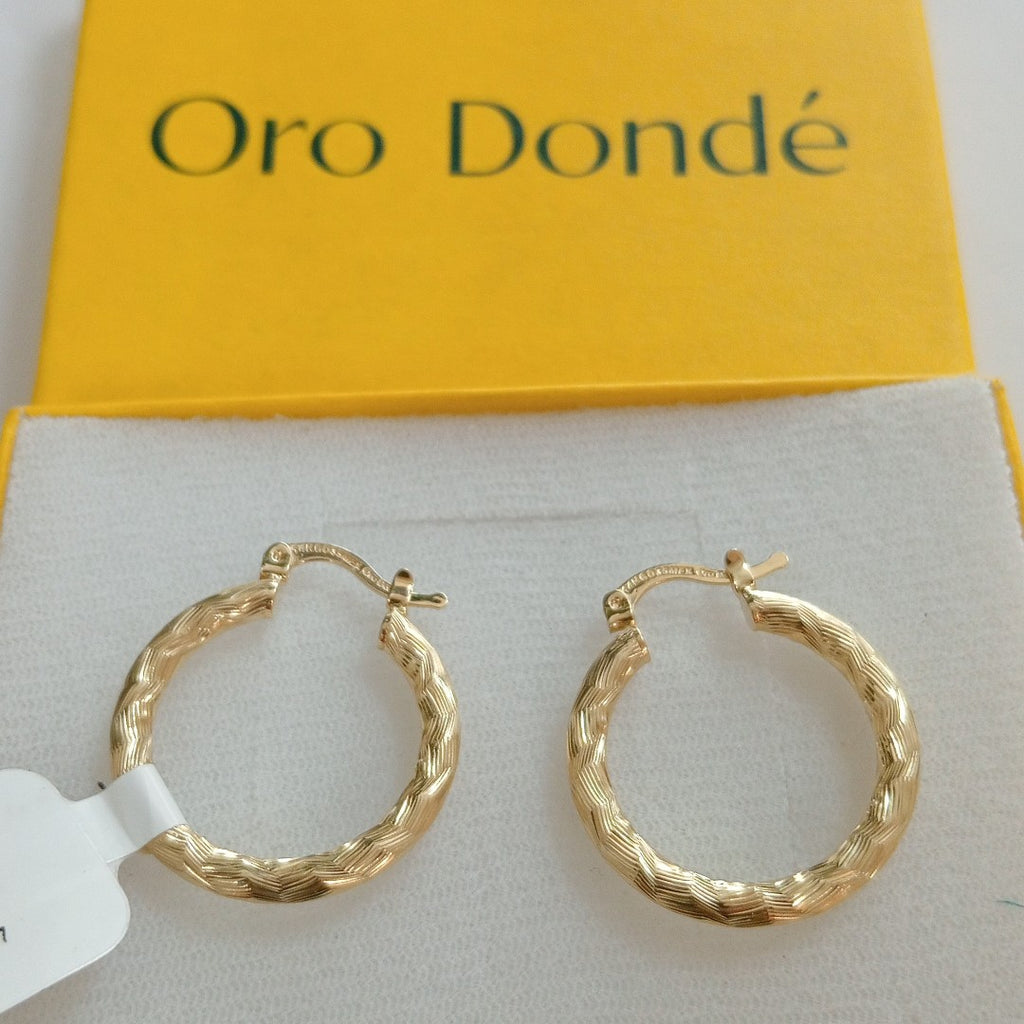 ARETES TEJIDO ARRACADA LABRADA 14K 2.7 GR (NUEVO)