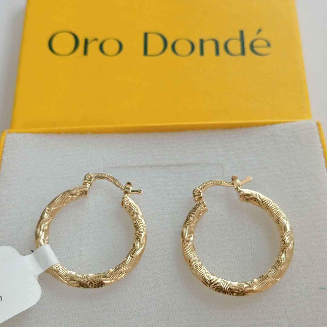 ARETES TEJIDO ARRACADA LABRADA 14K 2.7 GR (NUEVO)