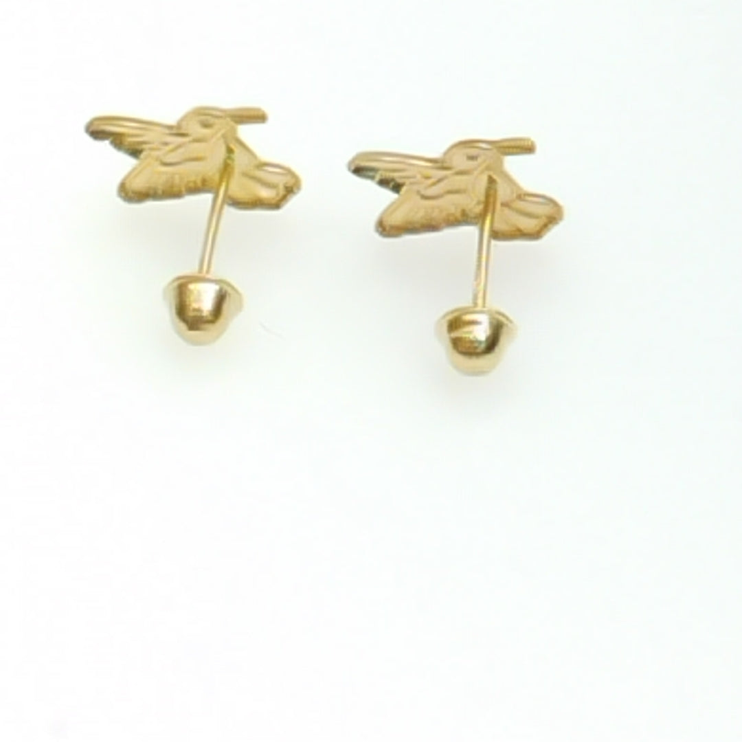BROQUELES BROQUEL FIG COLIBRI ESMALTE ROSA 14K 0.2138 GR (NUEVO)