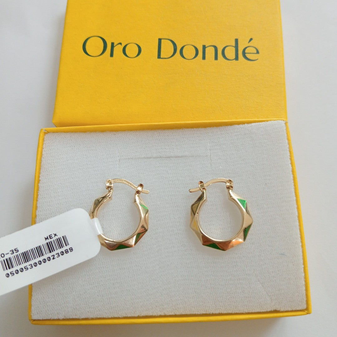 ARETES TEJIDO ARRACADAS FACETADAS 14K 1.8 GR (NUEVO)