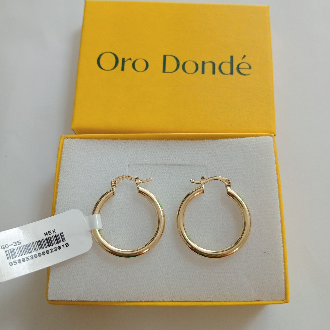 ARETES TEJIDO ARRACADAS LISAS HUECAS 14K 2.1 GR (NUEVO)