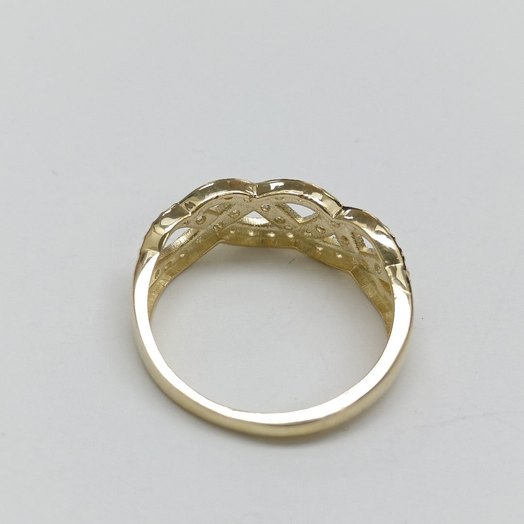 ANILLOS TRENZADO CON CIRCONIAS 14K TALLA 7 2.3 GR (NUEVO)