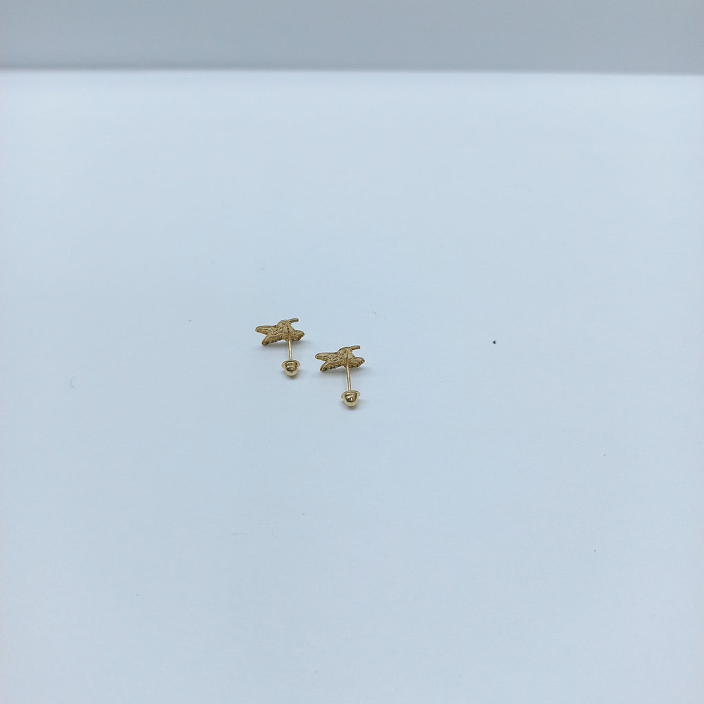 BROQUELES BROQUEL FIG COLIBRI ESMALTE VERDE 14K 0.2138 GR (NUEVO)