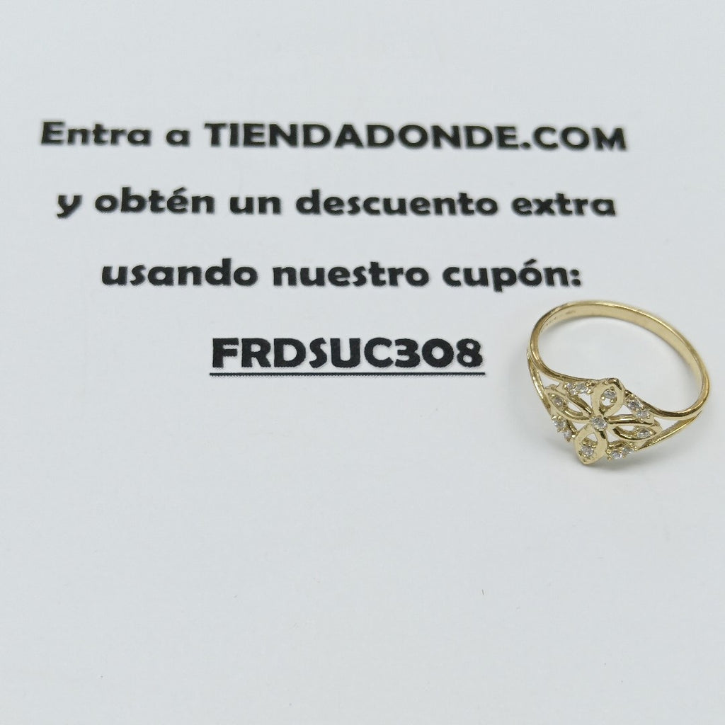 ANILLOS ANILLITO FIG NUDO DE BRUJA CON CIRCONIAS 10K TALLA 8 1.7 GR (NUEVO)