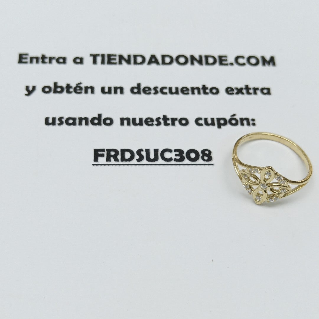 ANILLOS ANILLITO FIG NUDO DE BRUJA CON CIRCONIAS 10K TALLA 8 1.7 GR (NUEVO)