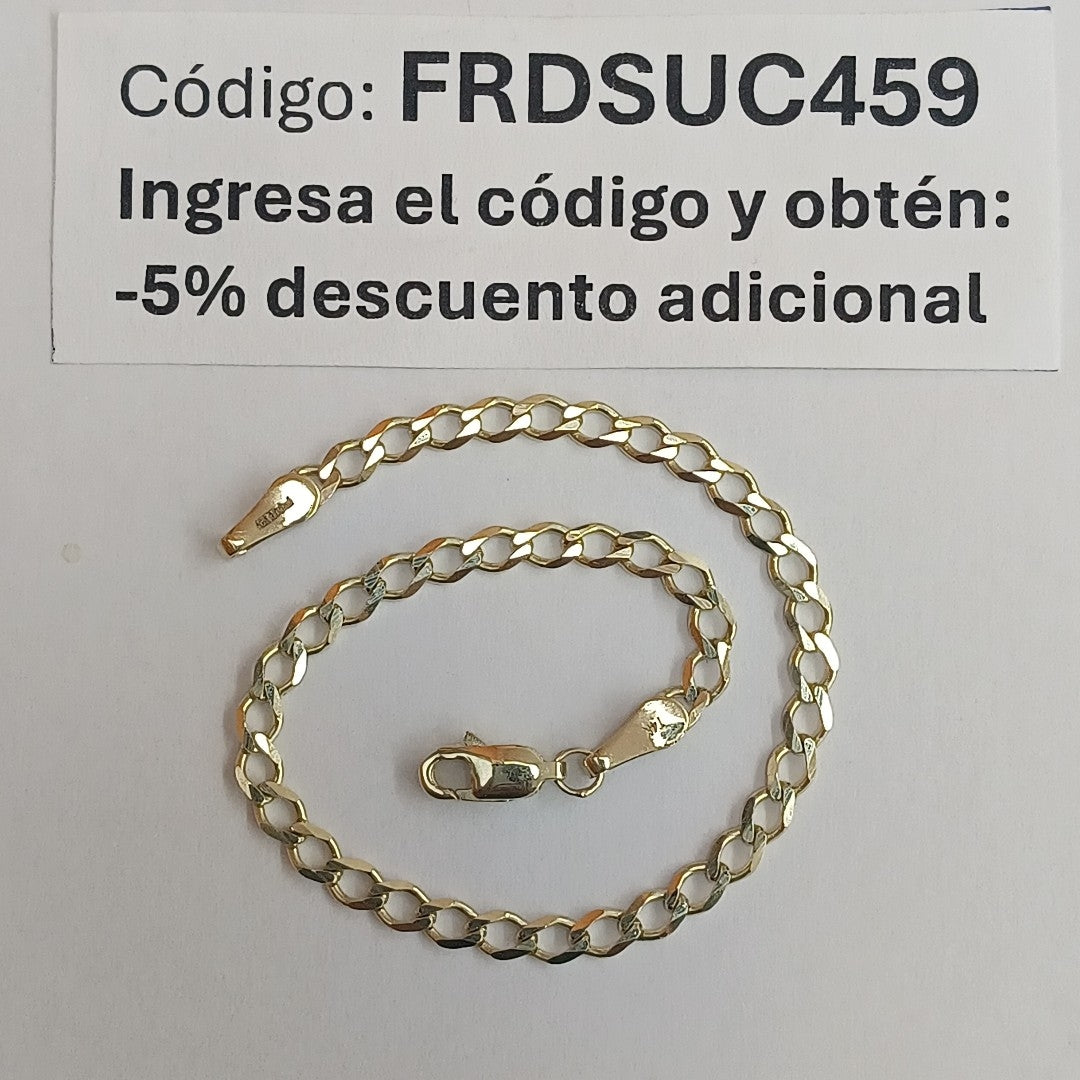 PULSERA TEJIDO BARBADA 14K 18 CM 3.5 GR (NUEVO)