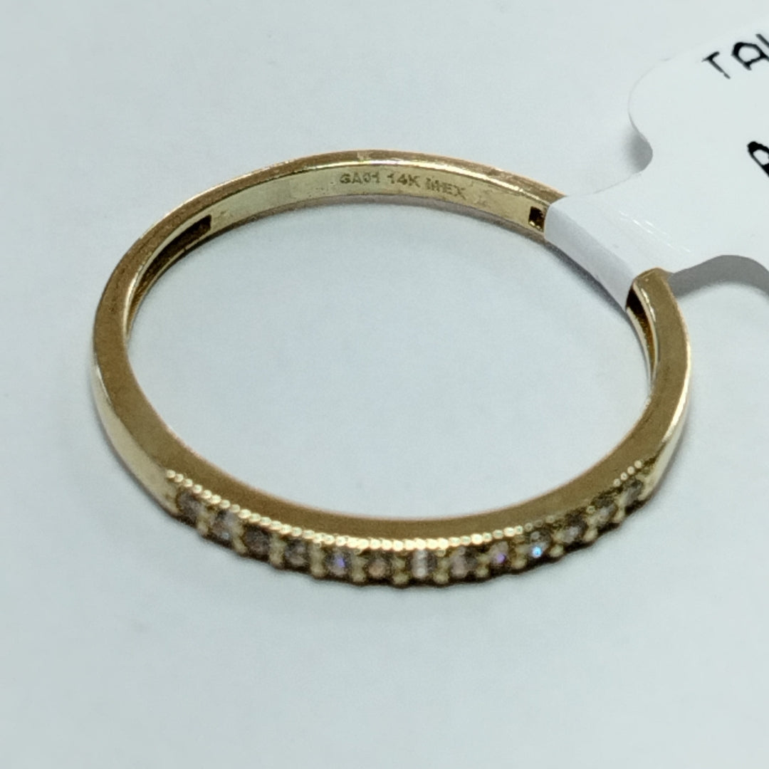 ANILLO ARGOLLA C CIRCONIAS 14K 9 TALLA 1.4 GR (NUEVO)