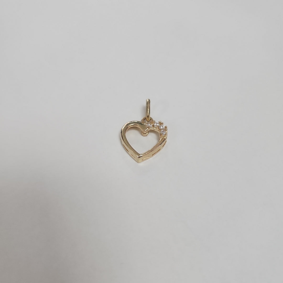 DIJE CORAZON CON CIRCONIAS 14K 1.4 GR (NUEVO)