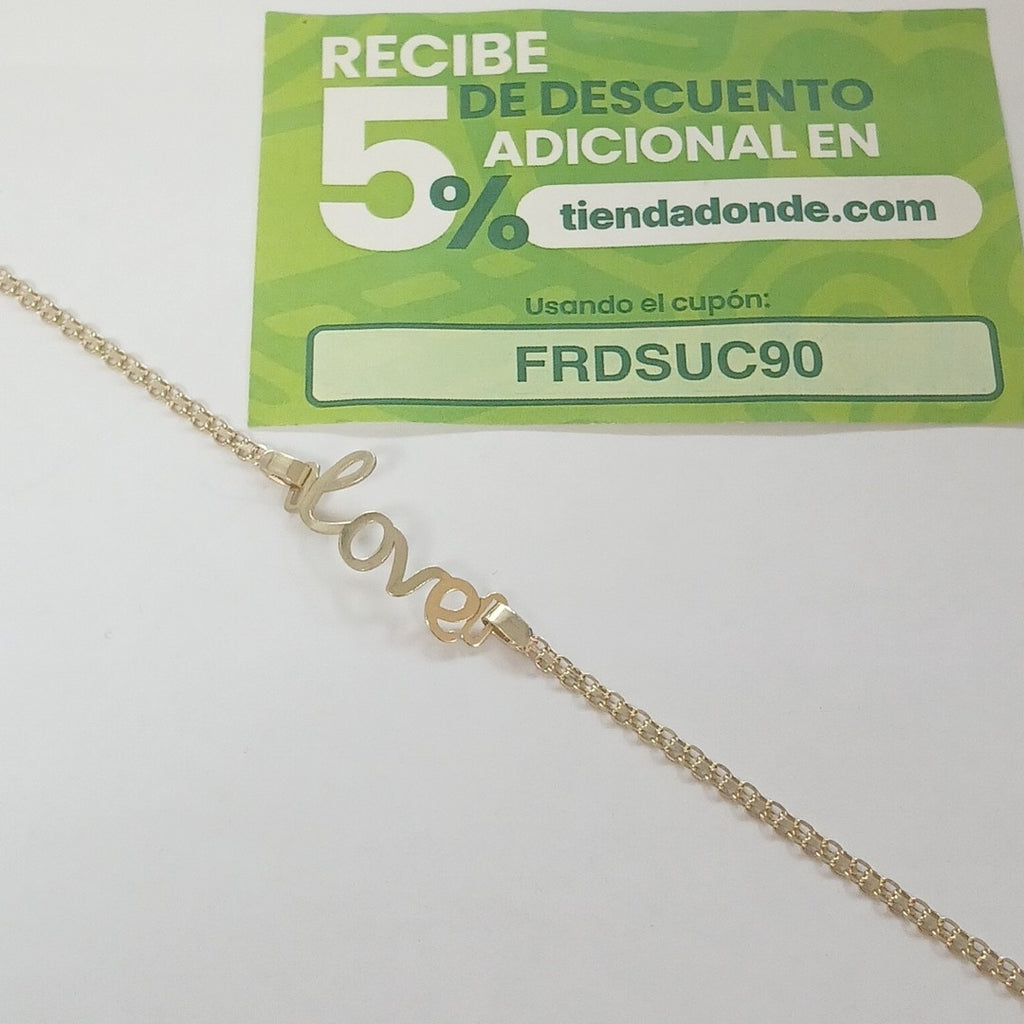 PULSERA ESCLAVA GRABADA LOVE 10K 18 CM 2.7 GR (NUEVO)