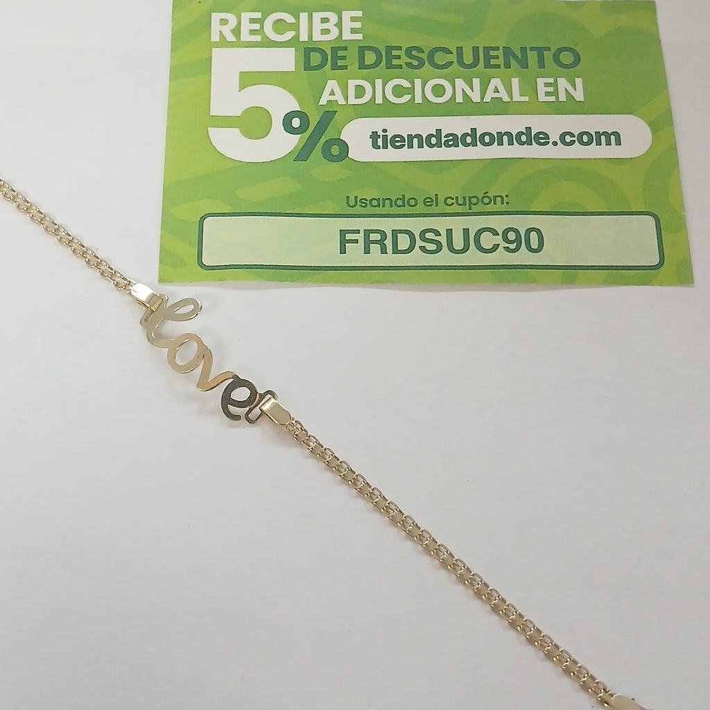 PULSERA ESCLAVA GRABADA LOVE 10K 18 CM 2.7 GR (NUEVO)