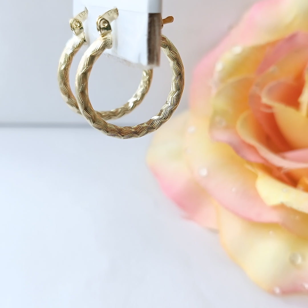 ARETES ARRACADAS LABRADAS 14K 2 GR (NUEVO)