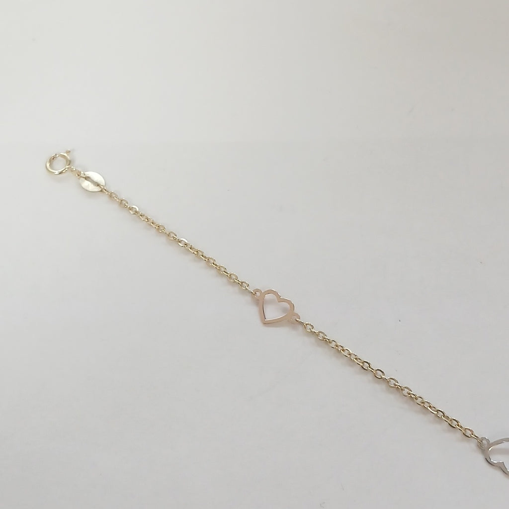 PULSERA ESPECIAL CON CORAZONES 10K 18 CM 1.2 GR (NUEVO)