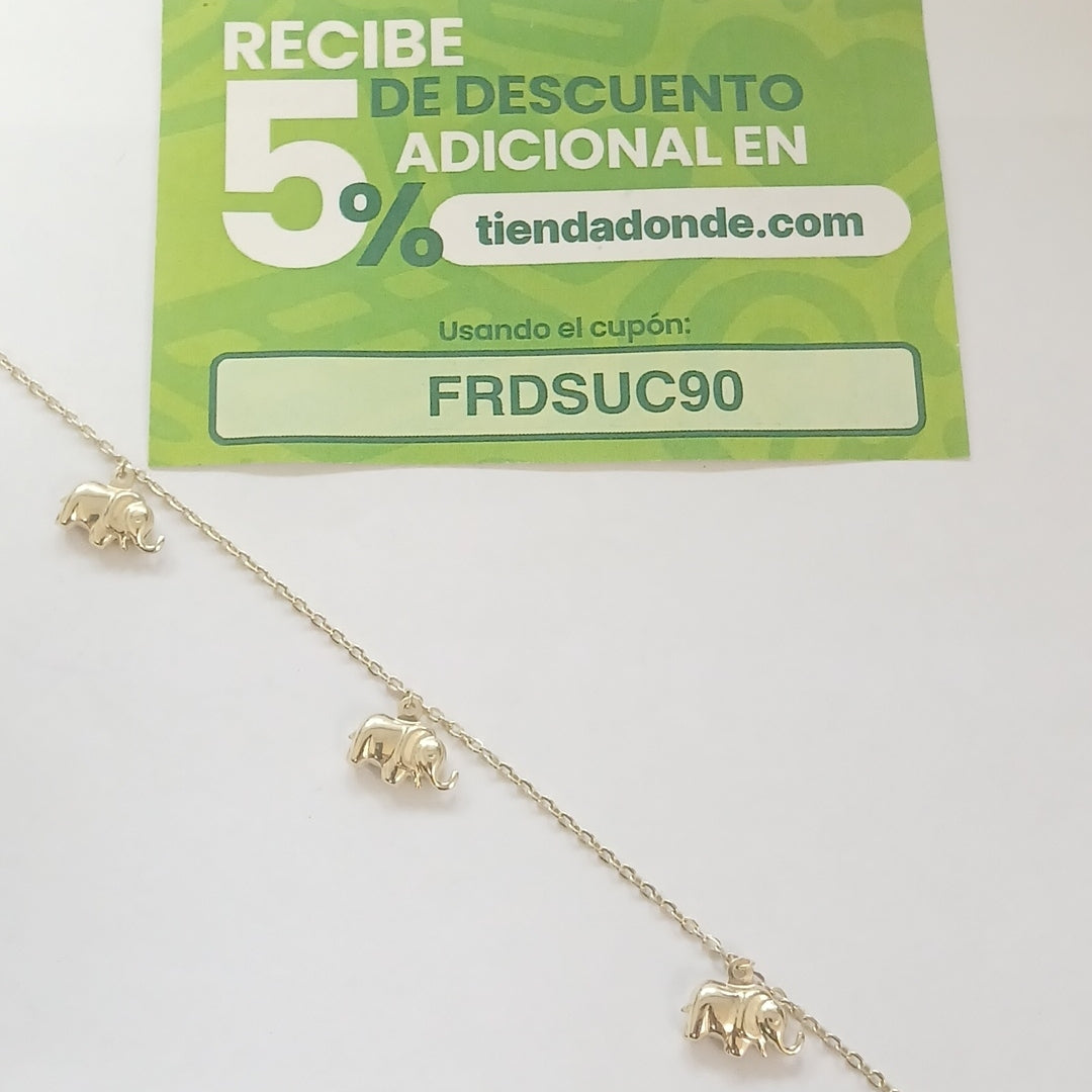 PULSERA ESPECIAL CON DIJES ELEFANTES 10K 18 CM 2.2 GR (NUEVO)