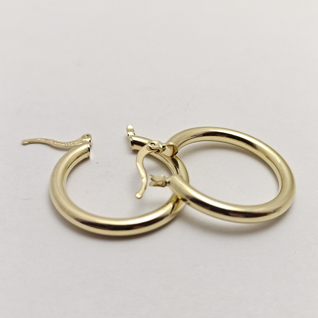 ARETES TEJIDO ARRACADAS LISAS HUECAS 14K 2.1 GR (NUEVO)