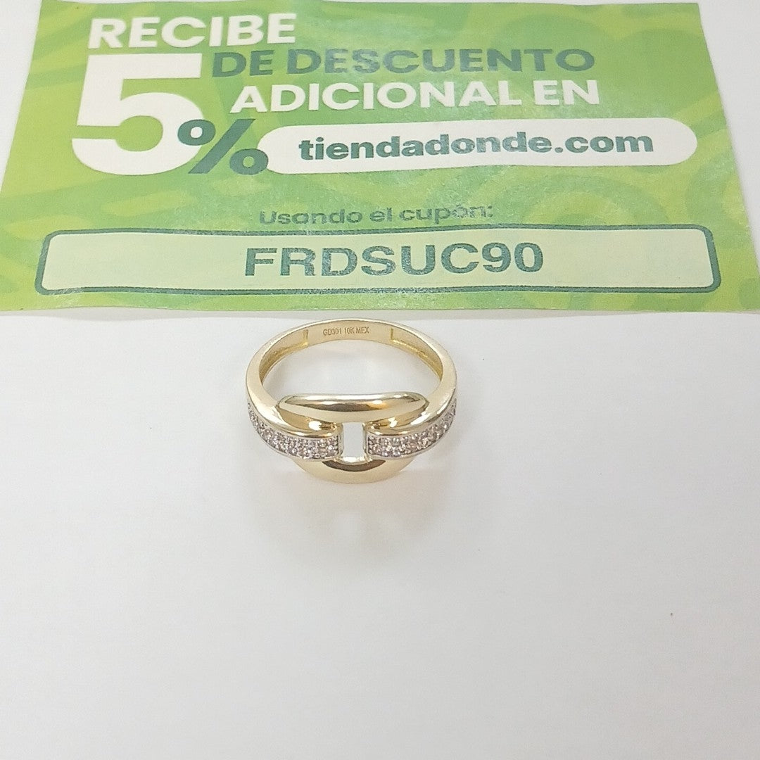 ANILLO ANILLITO C CIRCONIAS 10K 8.5 TALLA 2.6 GR (NUEVO)