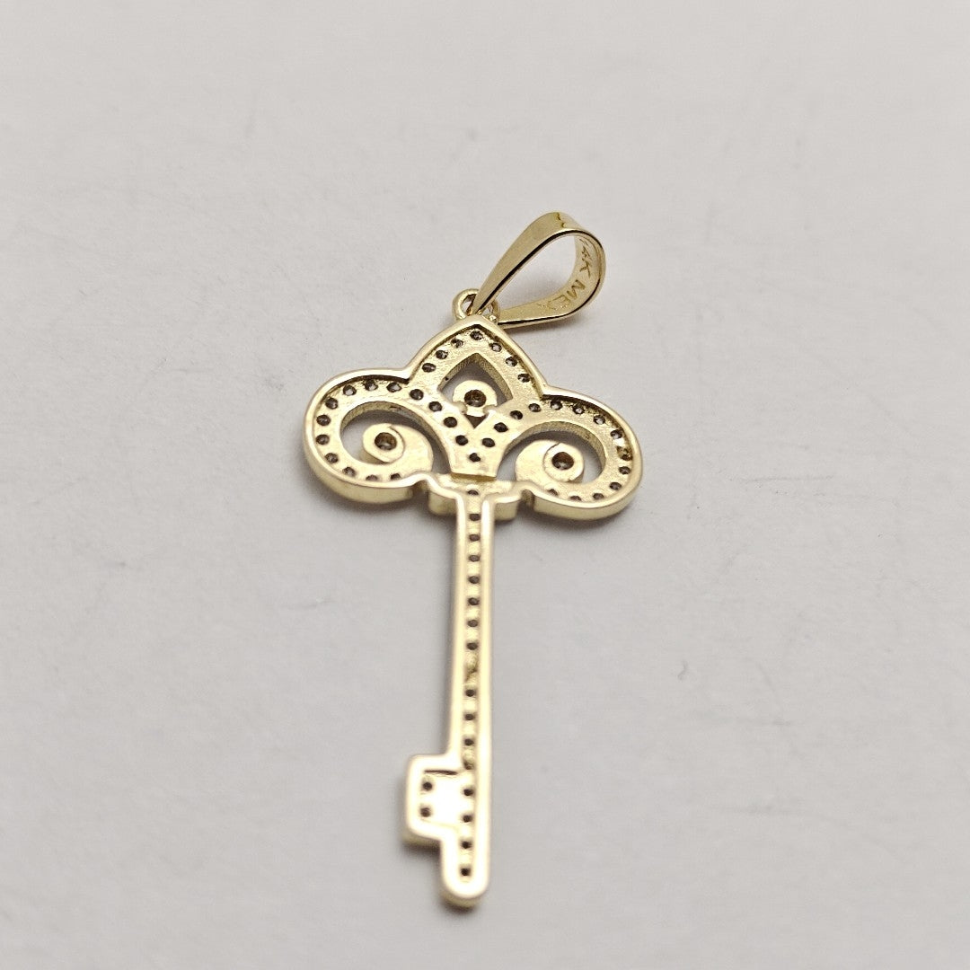 DIJE LLAVE C CIRCONIAS 14K 1.5 GR (NUEVO)