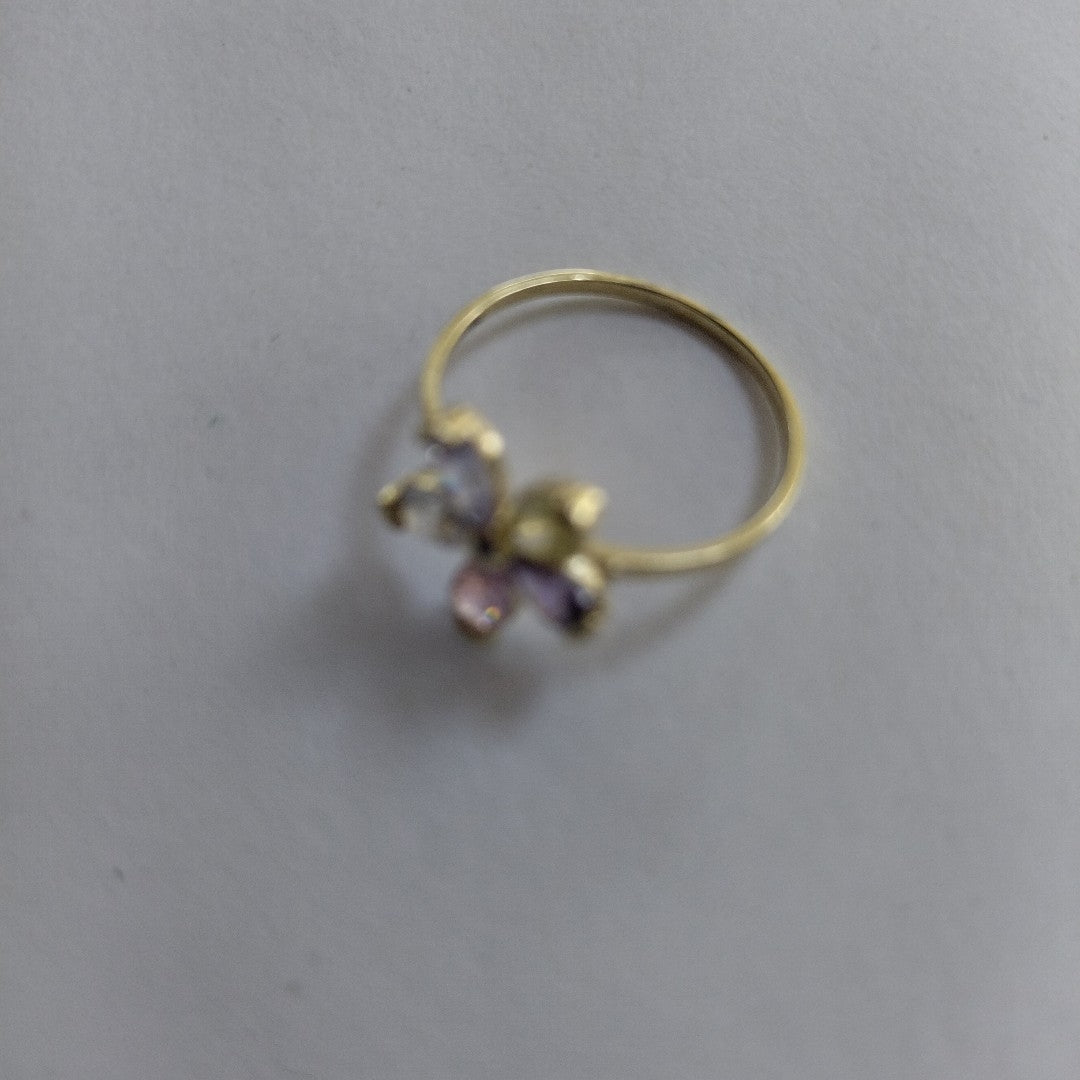 ANILLOS FLOR CON PIEDRAS DE COLOR 14K TALLA 7 1.4 GR (NUEVO)