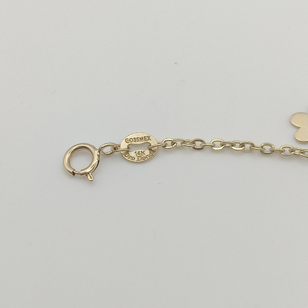 PULSERA ESPECIAL CON MARIPOSAS 14K 18 CM 2 GR (NUEVO)