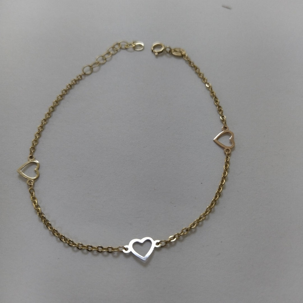 PULSERA ESPECIAL CON CORAZONES 10K 18 CM 1.2 GR (NUEVO)