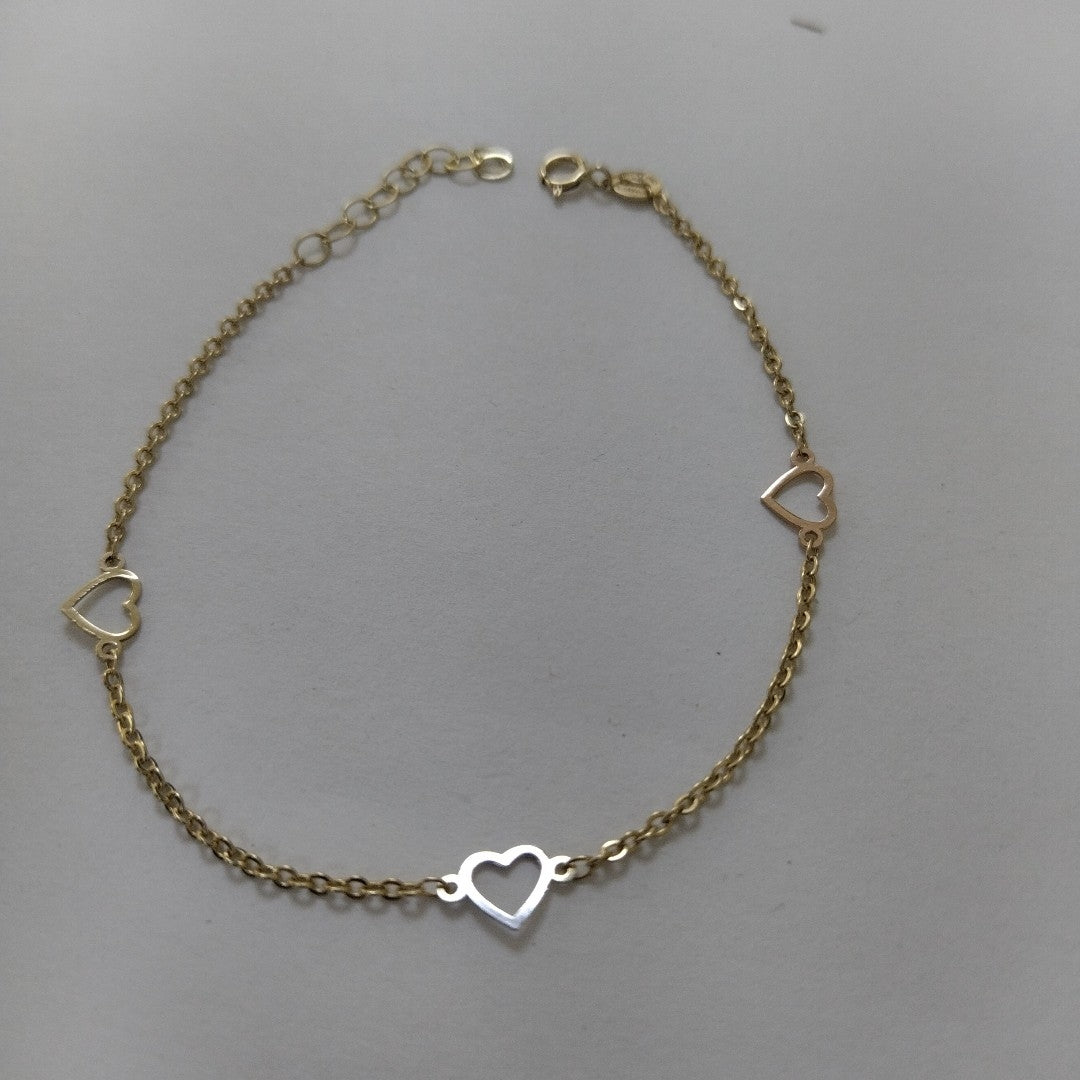 PULSERA ESPECIAL CON CORAZONES 10K 18 CM 1.2 GR (NUEVO)
