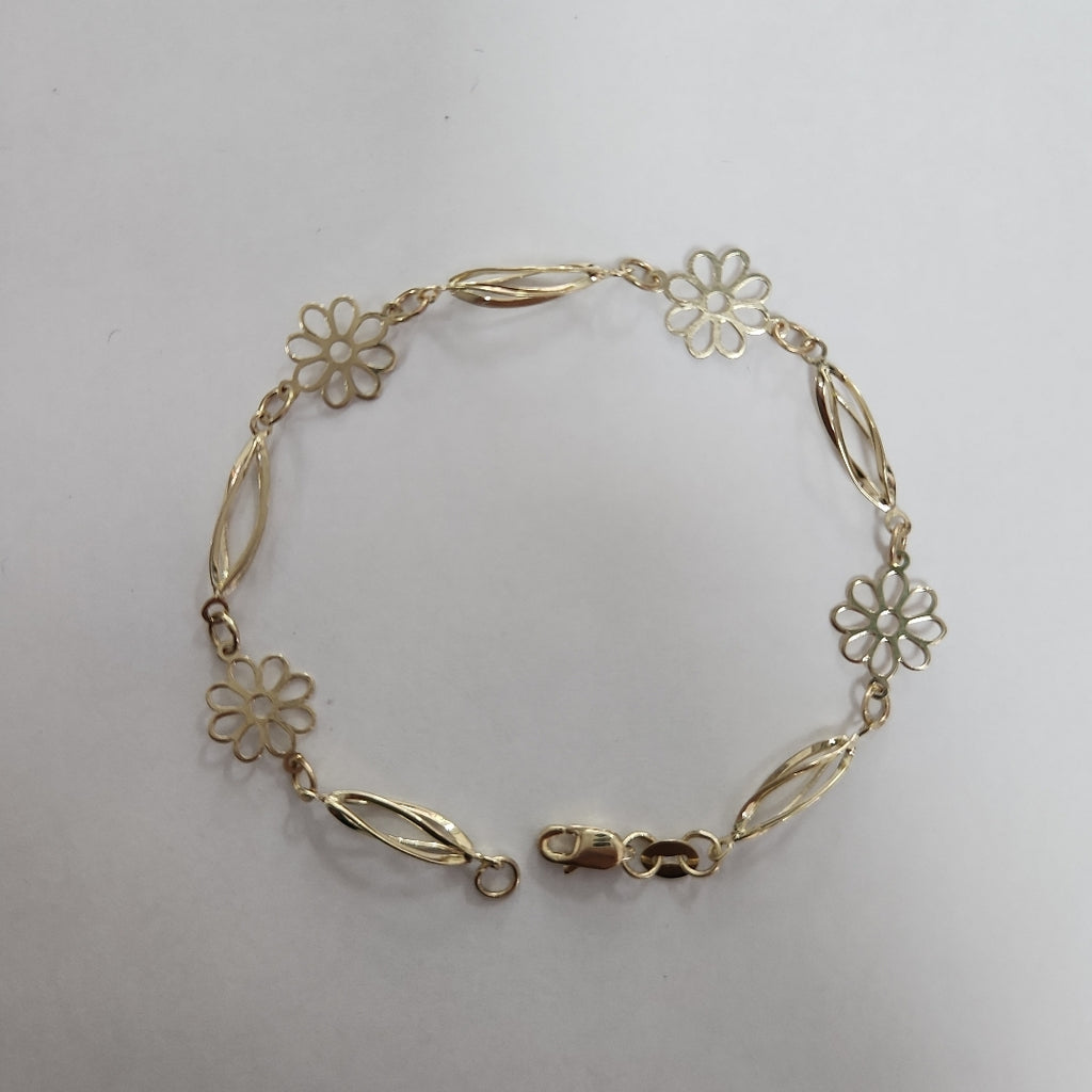 PULSERA ESPECIAL CON FLORES 14K 18 CM 2.5 GR (NUEVO)