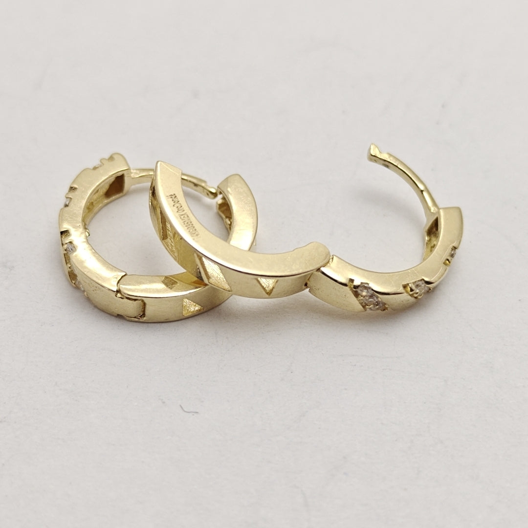 ARETES HUGGIES CON CIRCONIAS 14K 2.3 GR (NUEVO)