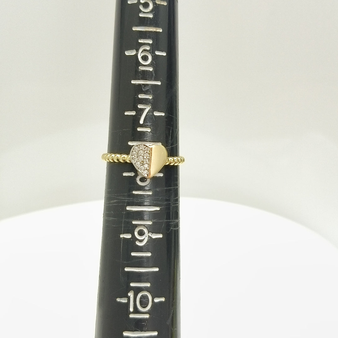 ANILLO ANILLITO FIG CORAZON C CIRCONIAS 14K 9 TALLA 1.7 GR (NUEVO)