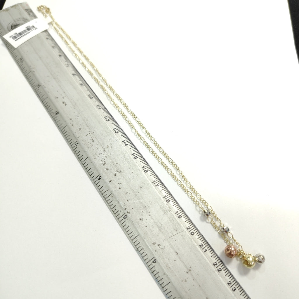 CADENA GARGANTILLA 3X1 CON ESFERAS COMBINADAS 14K 45 CM 3 GR (NUEVO)
