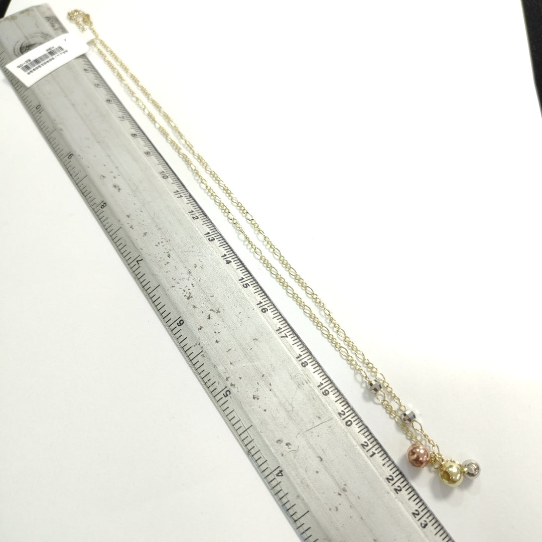 CADENA GARGANTILLA 3X1 CON ESFERAS COMBINADAS 14K 45 CM 3 GR (NUEVO)