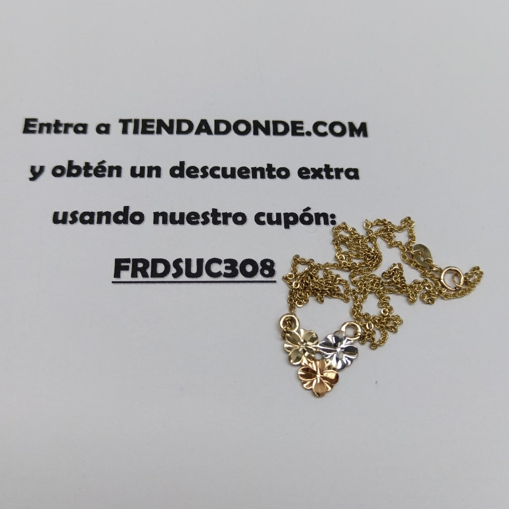 CADENA TEJIDO GARGANTILLA ESPECIAL C FLORES 14K 45 CM 2.9 GR (NUEVO)