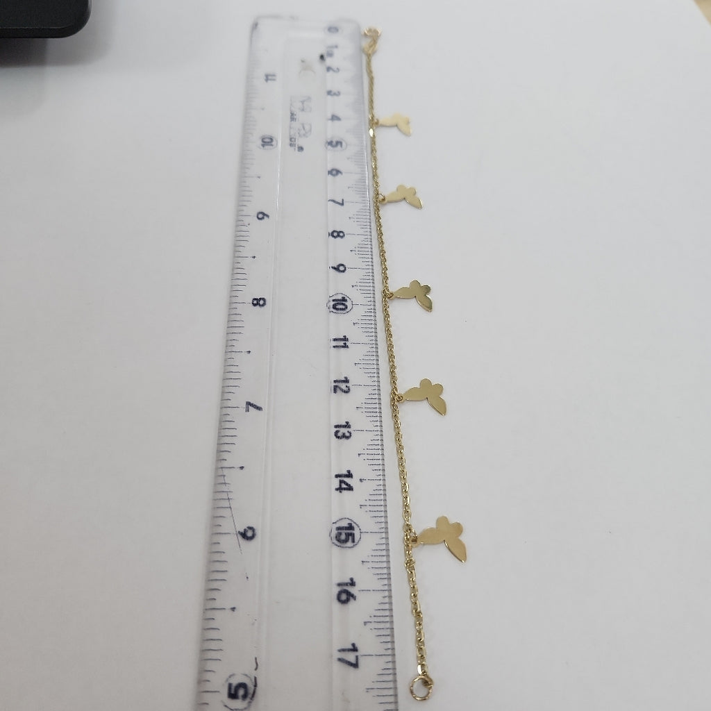 PULSERA ESPECIAL CON MARIPOSAS 14K 18 CM 2.1 GR (NUEVO)