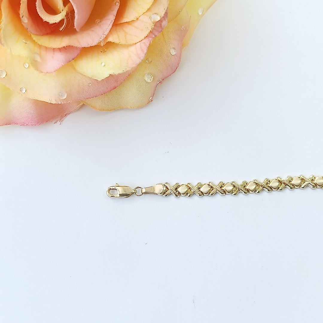 PULSERA ESPECIAL XOXO 14K 18 CM 6.1 GR (NUEVO)
