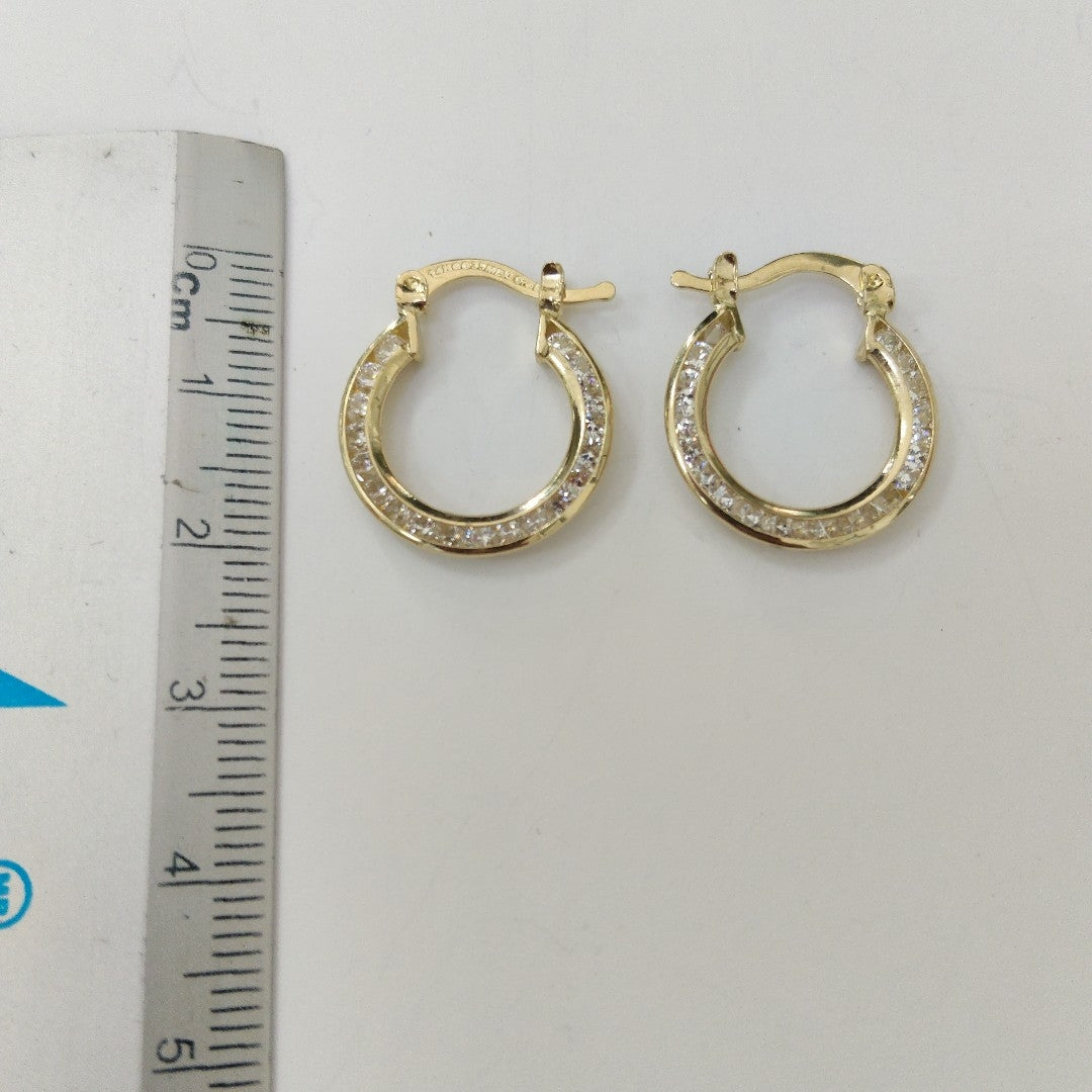 ARETES ARRACADAS CON CIRCONIAS 14K 2.3 GR (NUEVO)