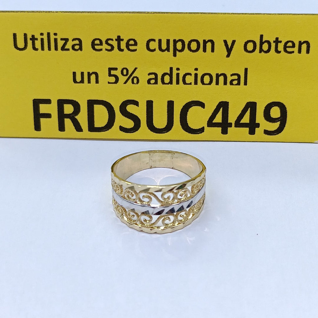 ANILLOS TIPO FILIGRANA COMBINADO 14K TALLA 7 2.8 GR (NUEVO)